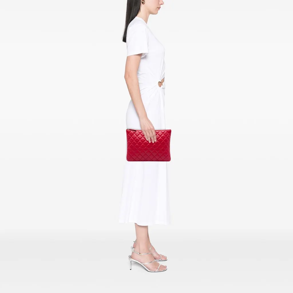 Chanel Medium Quilted Lambskin O Case Clutch Red Leather Very good - Box View