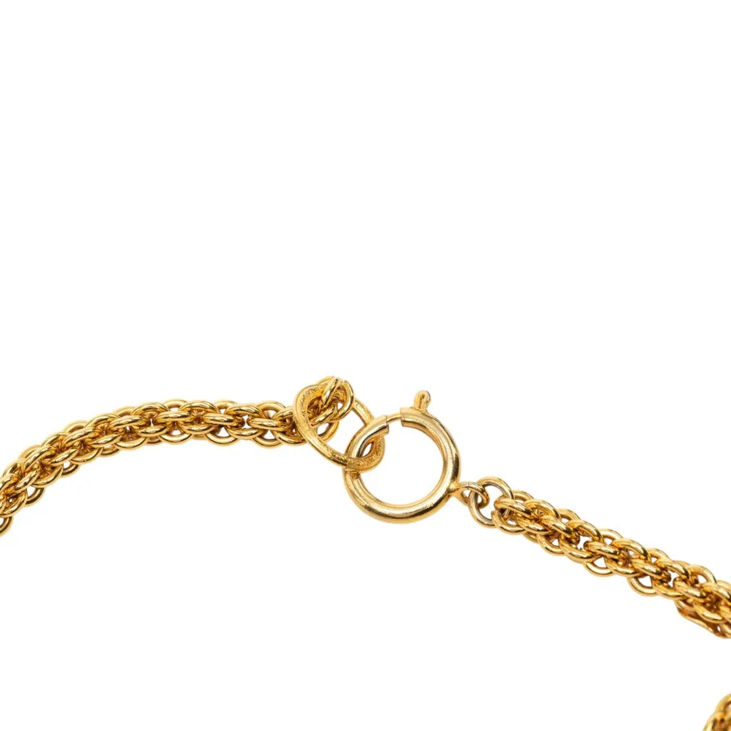 Chanel CC Gold Plated Pendant Necklace Gold Metal Very good - Model View