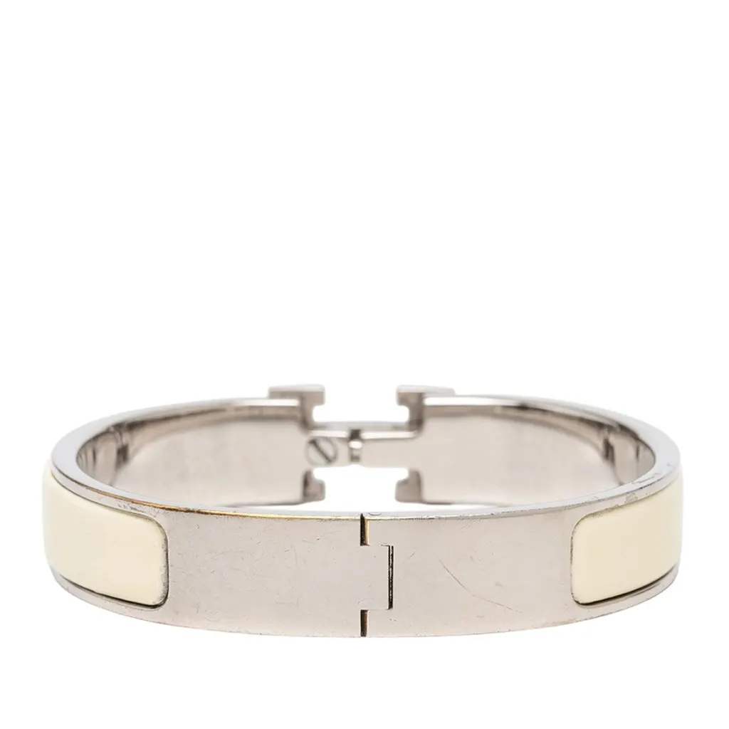 Hermès Narrow Enamel Clic Clac H Bracelet PM White Very good - Inside View