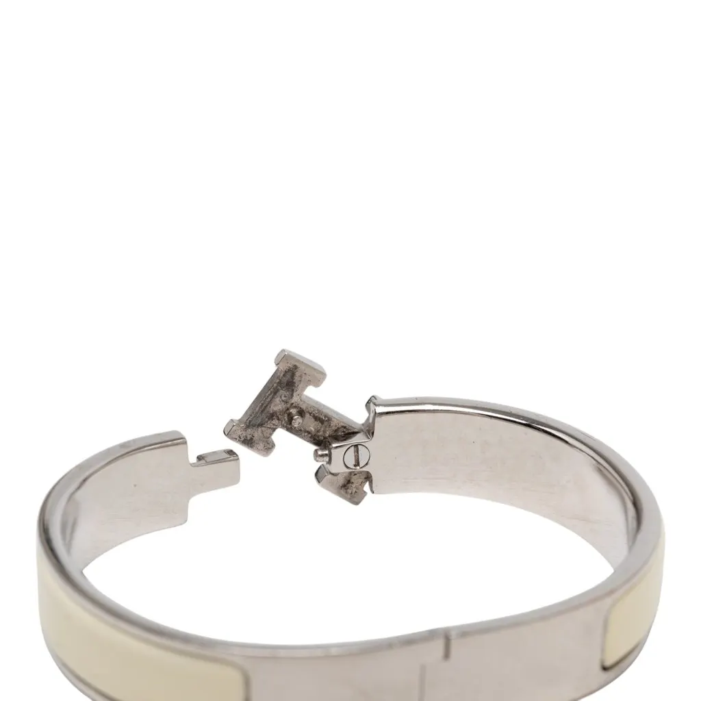 Hermès Narrow Enamel Clic Clac H Bracelet PM White Very good - Box View