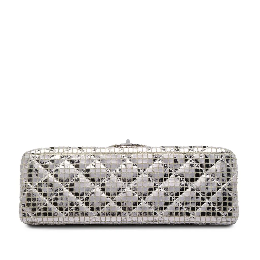 Chanel Quilted Mirror Calfskin and Suede Reissue 2.55 Double Flap 225 Silver Leather Very good - Inside View