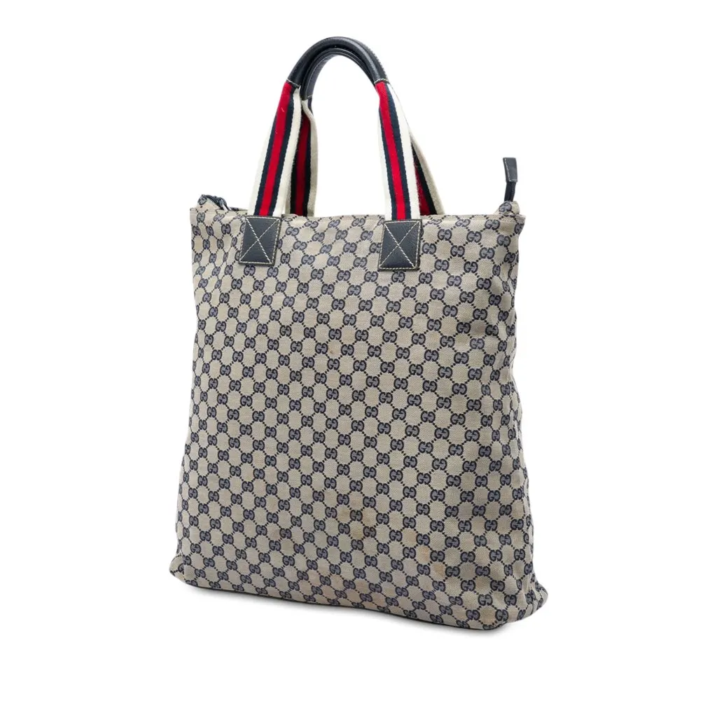 Gucci GG Canvas Web Vertical Tote Beige Very good - Back View
