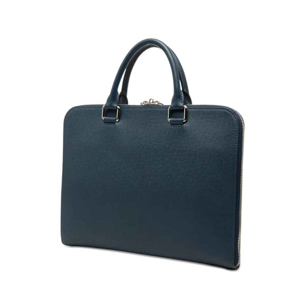 Louis Vuitton Taiga Porte Documents Slim Blue Leather Very good - Back View