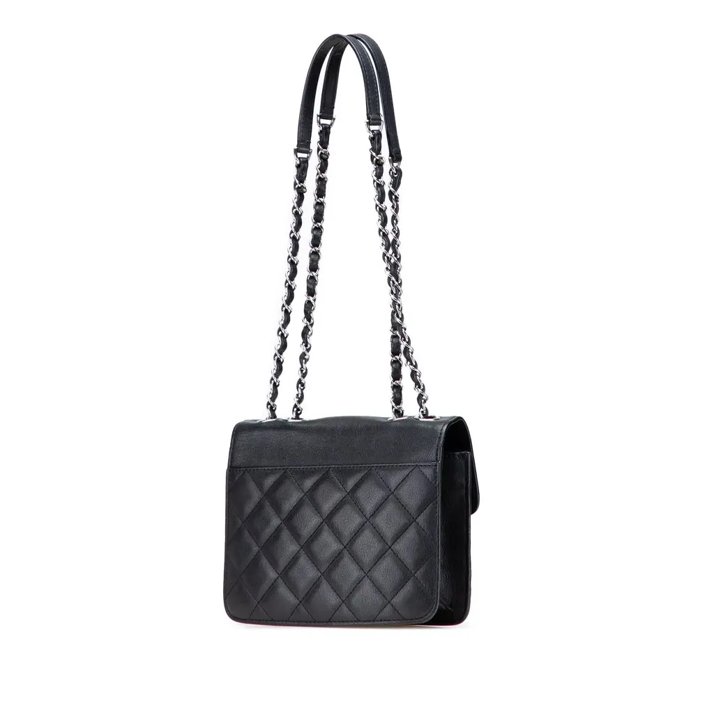 Chanel Small Quilted Goatskin CC Box Flap Black Leather Very good - Back View