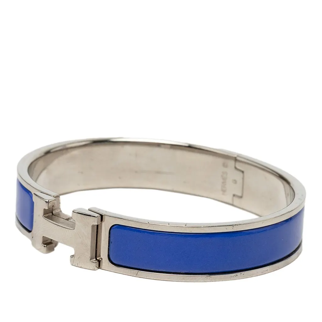 Hermès Narrow Enamel Clic H Bracelet PM Blue Very good - Back View
