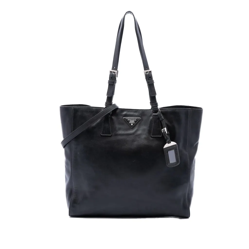 Prada Soft Calf Buckle Convertible Tote