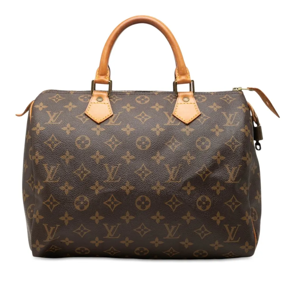 Louis Vuitton Monogram Speedy 30 Brown Canvas Good - Front View