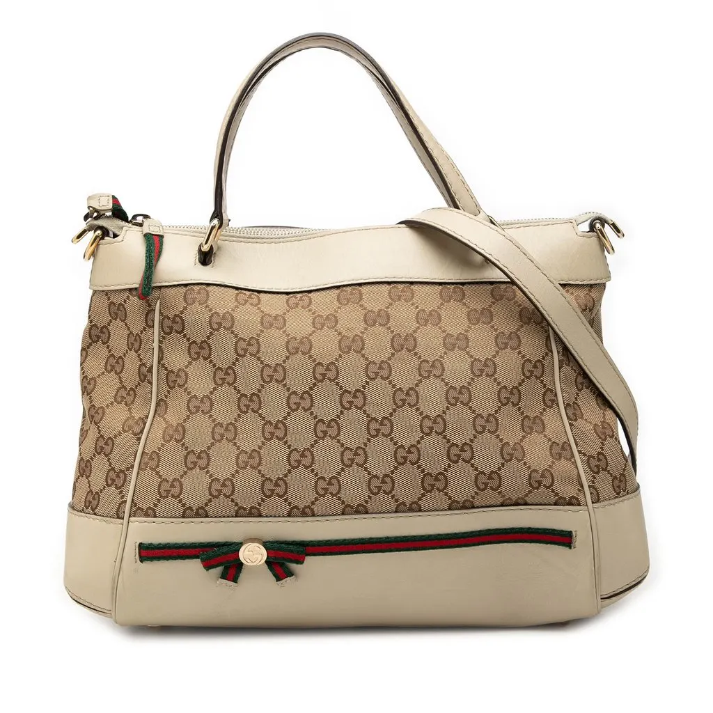 Gucci GG Canvas Web Mayfair Satchel Beige Very good - Front View