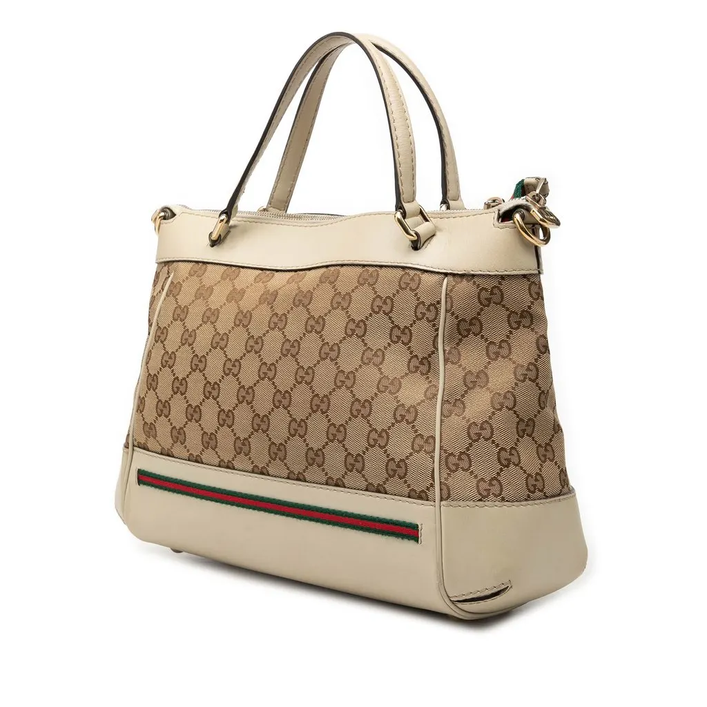 Gucci GG Canvas Web Mayfair Satchel Beige Very good - Back View