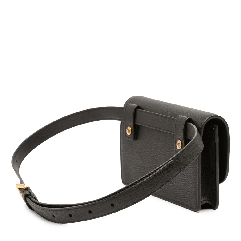 Dior Grained Calfskin Saddle Belt Pouch Black Leather Very good - Back View