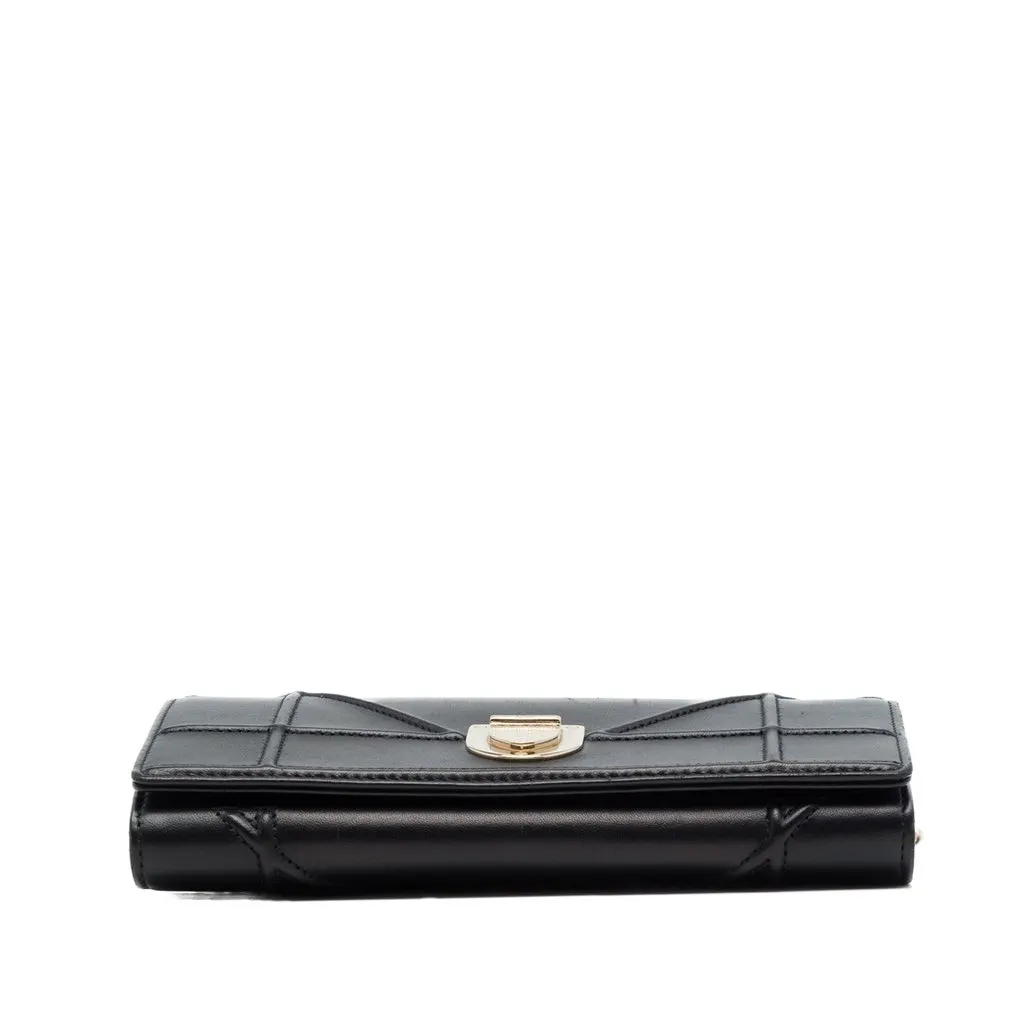 Dior Smooth Calfskin Diorama Croisiere Wallet on Chain Black Leather Very good - Inside View