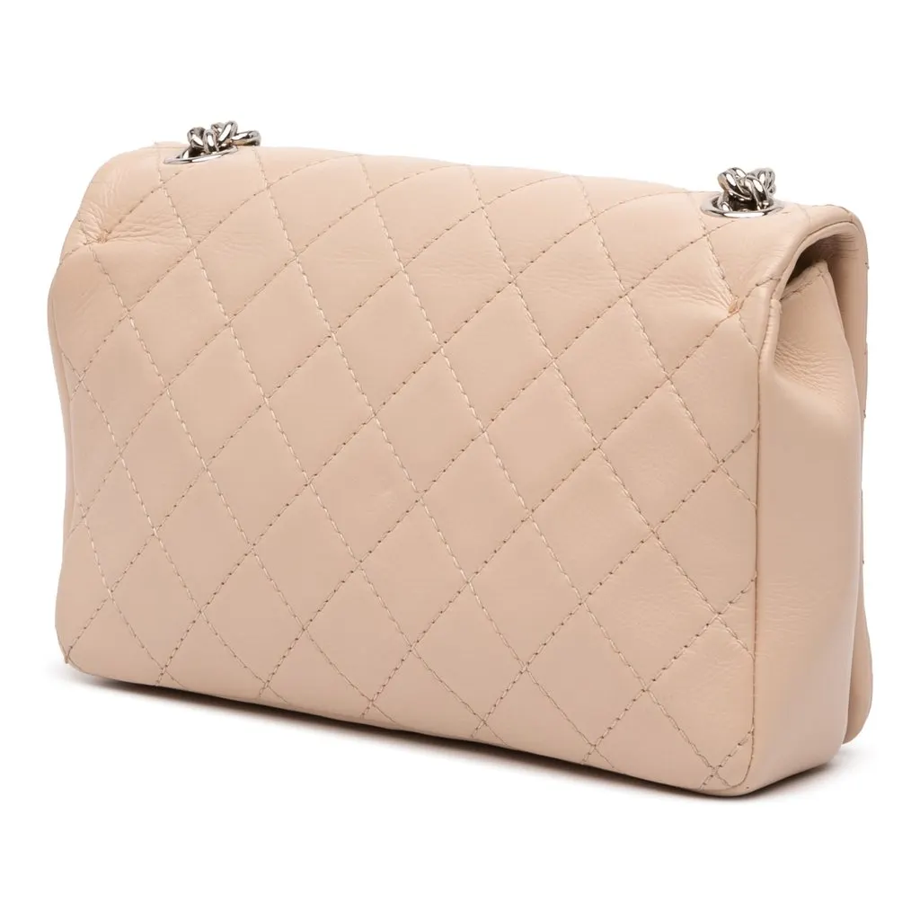 Chanel Quilted Calfskin Chain Embossed Flap Brown Leather Good - Back View