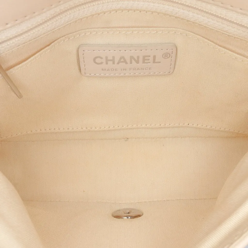 Chanel Quilted Calfskin Chain Embossed Flap Brown Leather Good - Model View