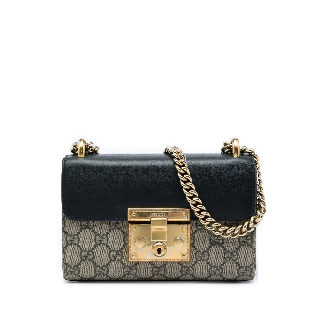Gucci Small GG Supreme Padlock Crossbody Beige Canvas Very good - Front View