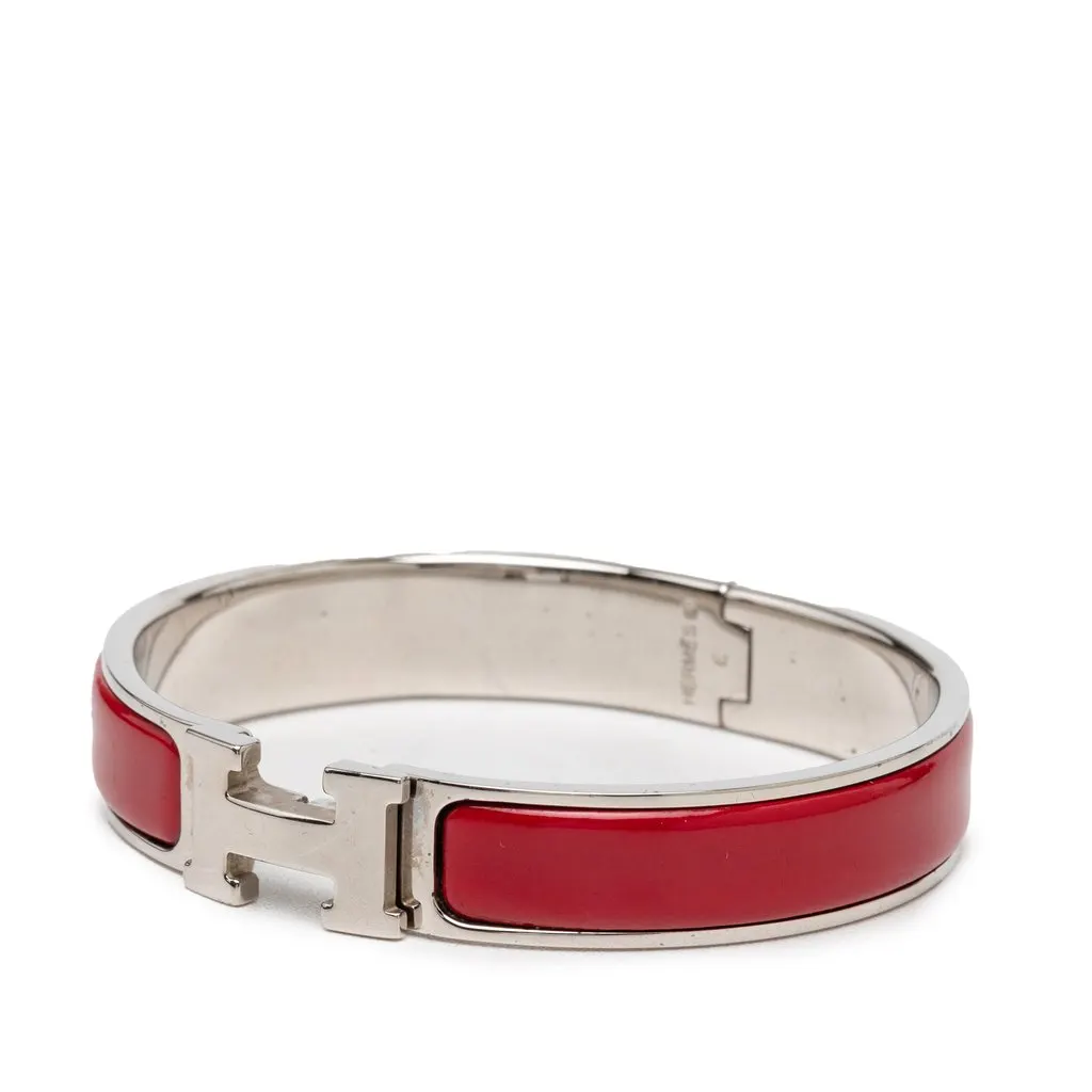 Hermès Narrow Enamel Clic H Bracelet PM Red Very good - Back View
