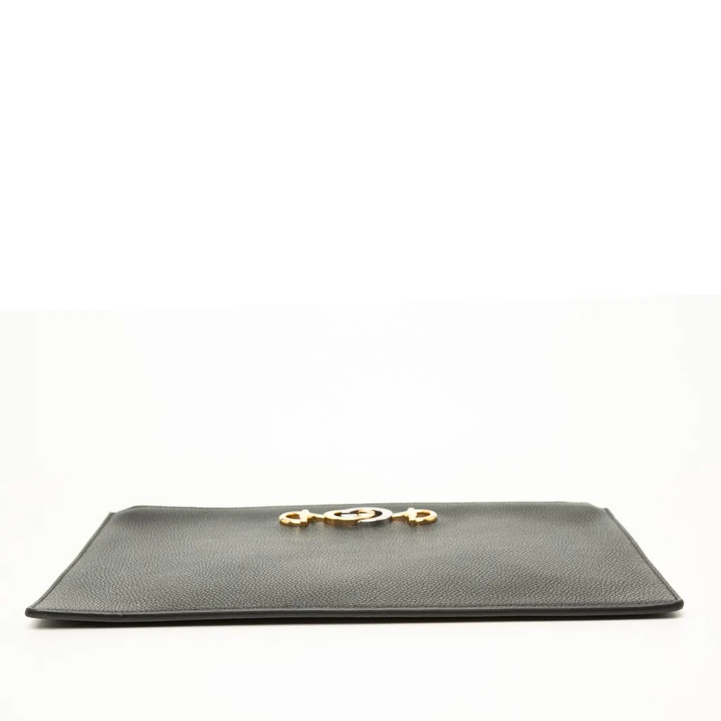 Gucci Grained Calfskin Zumi Zip Pouch Black Leather Very good - Inside View