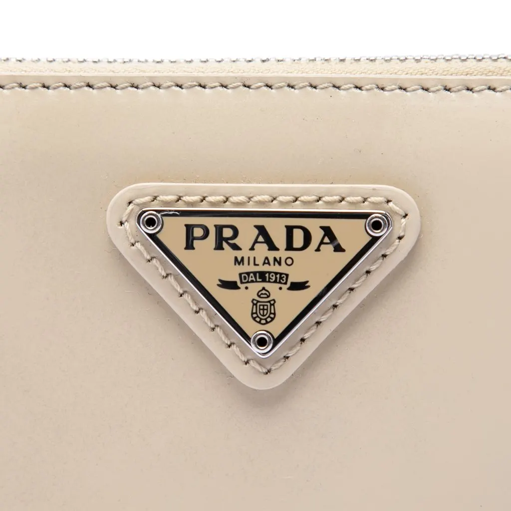 Prada Mini Spazzolato Leather Shoulder Bag Beige Leather Very good - Box View