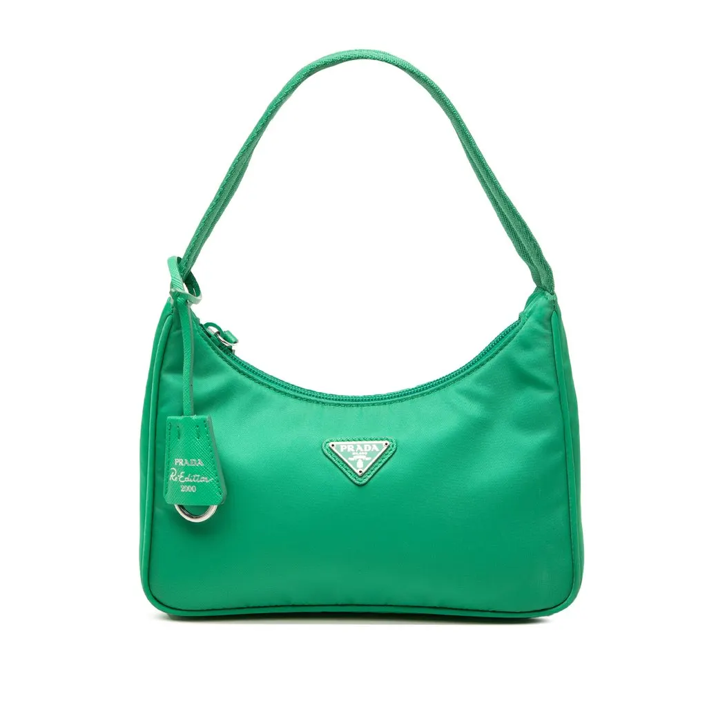 Prada Mini Tessuto Re Edition 2000 Shoulder Bag Green Polyamide Very good - Front View