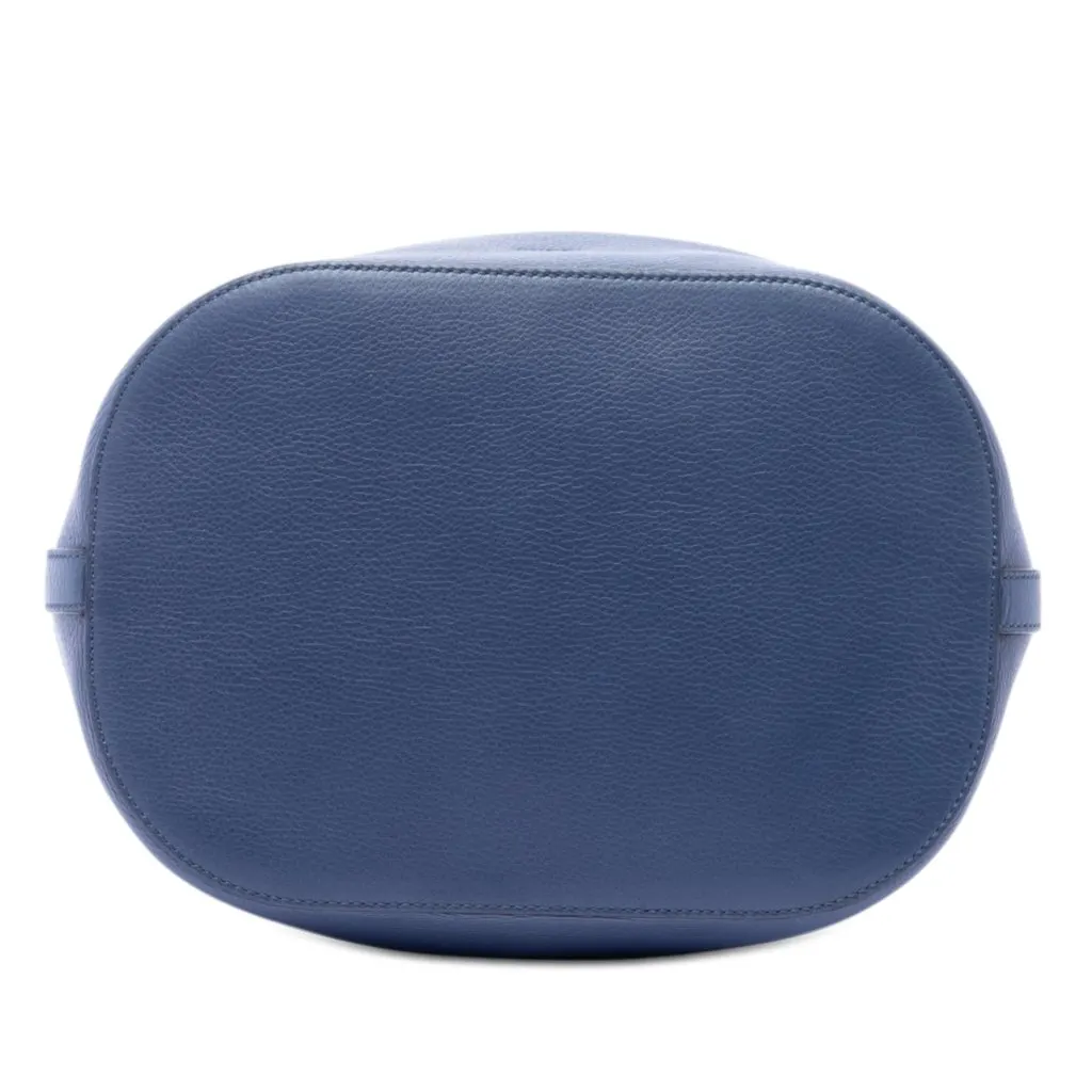 Gucci Pebbled Calfskin Miss Bamboo Tassel Bucket Bag Blue Leather Very good - Inside View