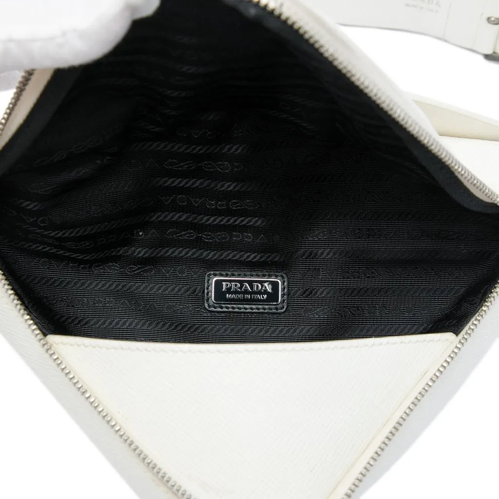 Prada Saffiano Cuir Triangle Convertible Shoulder Bag White Leather Very good - Model View