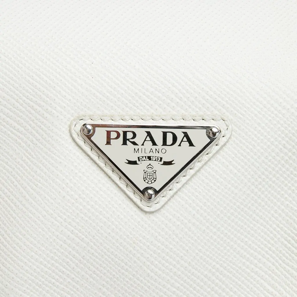 Prada Saffiano Cuir Triangle Convertible Shoulder Bag White Leather Very good - Box View