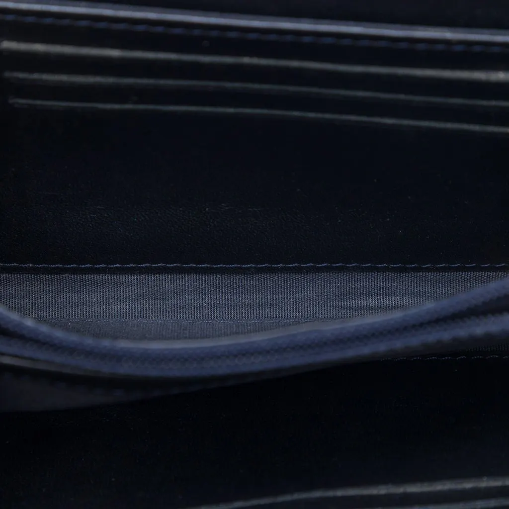 Chanel CC Chevron Lambskin Studded Wallet On Chain Blue Leather Very good - Model View