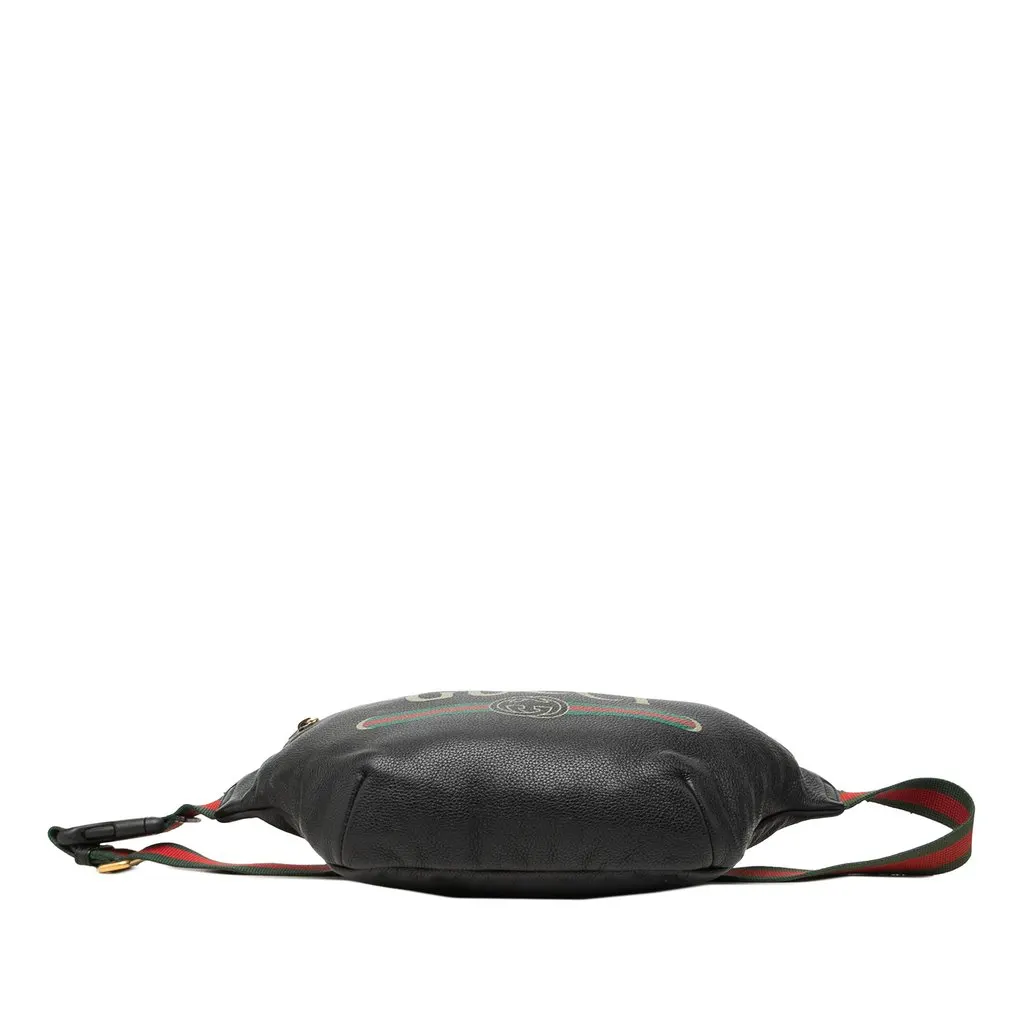 Gucci Grained Calfskin Web Logo Belt Bag Black Leather Good - Inside View