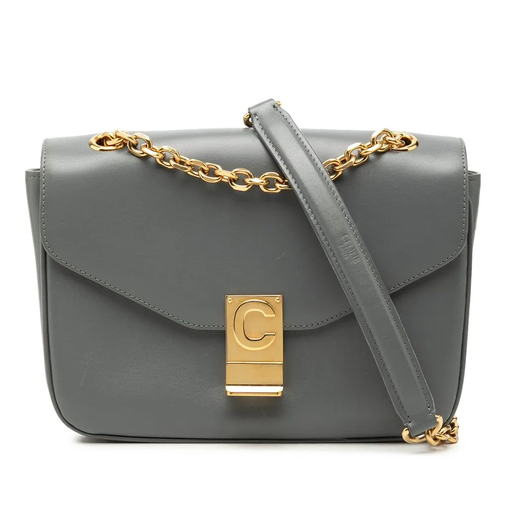 Celine Medium Calfskin C Crossbody Green Leather Very good - Front View