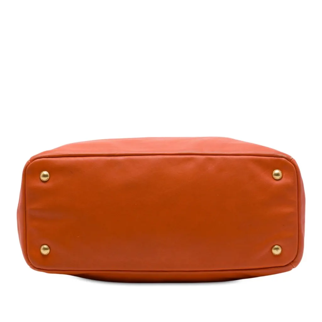 Prada Vitello Daino Front Zip Open Convertible Tote Orange Leather Very good - Inside View