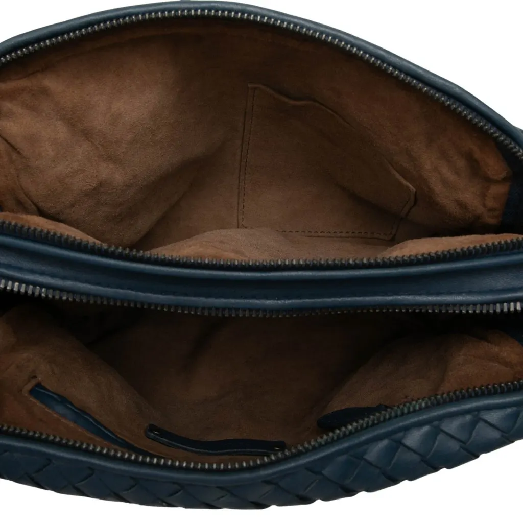 Bottega Veneta Nappa Intrecciato Nodini Double Zip Crossbody Blue Leather Very good - Model View