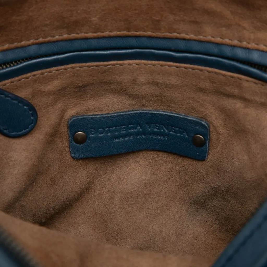 Bottega Veneta Nappa Intrecciato Nodini Double Zip Crossbody Blue Leather Very good - Box View