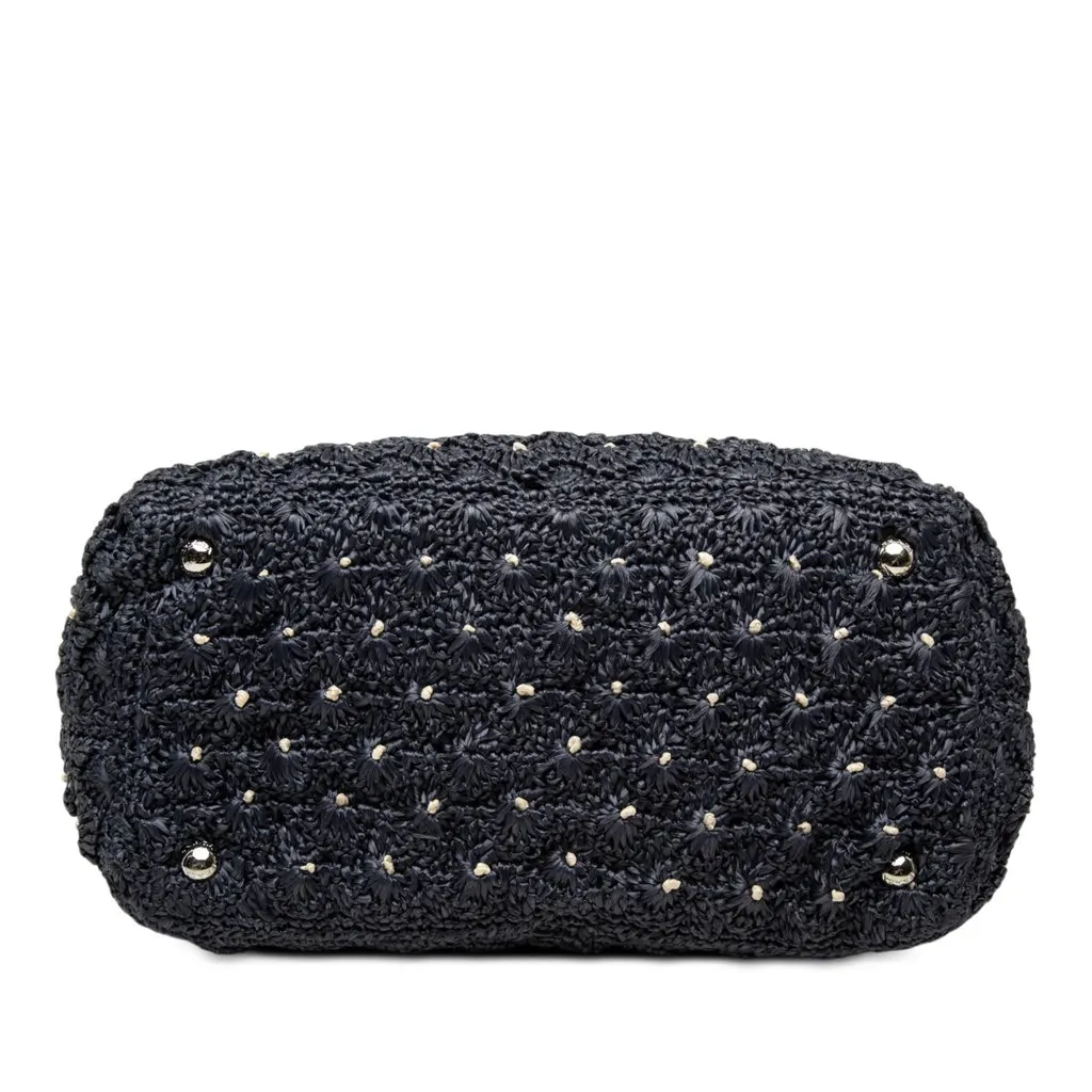 Prada Raffia Effect Crochet Pois Satchel Blue Very good - Inside View