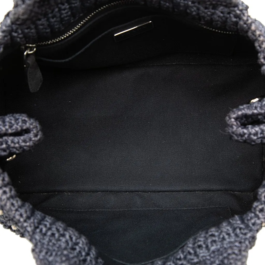 Prada Raffia Effect Crochet Pois Satchel Blue Very good - Model View