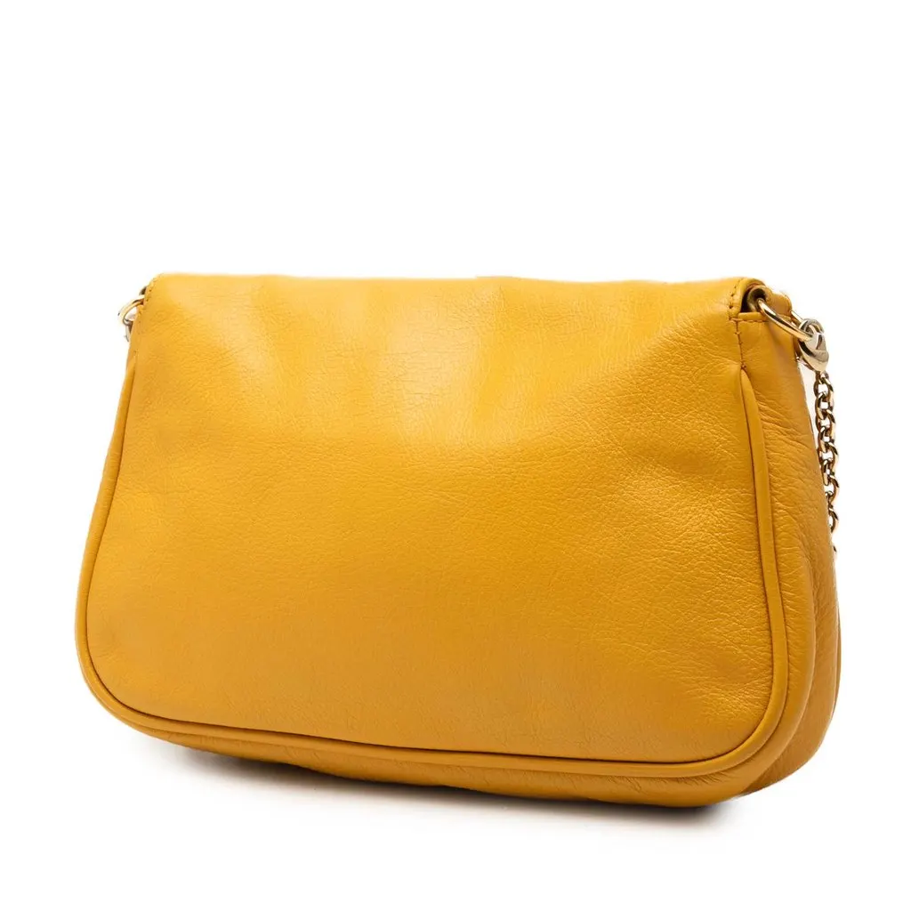 Fendi Leather Fendista Pochette Crossbody Yellow Leather Very good - Back View