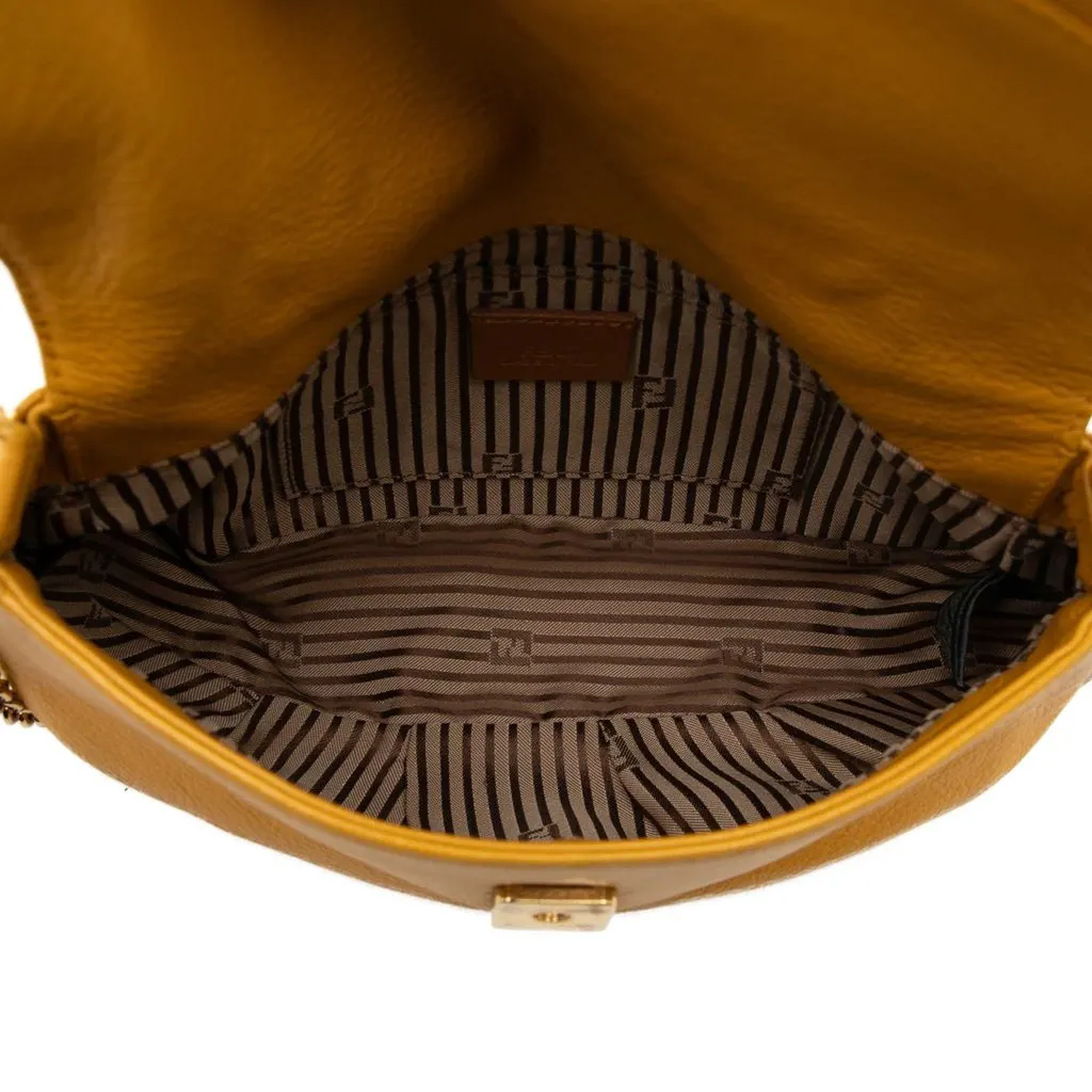 Fendi Leather Fendista Pochette Crossbody Yellow Leather Very good - Model View