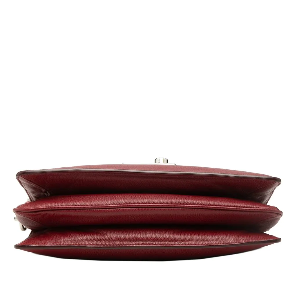 Prada Bicolor Saffiano Sound Lock Shoulder Bag Red Leather Very good - Inside View