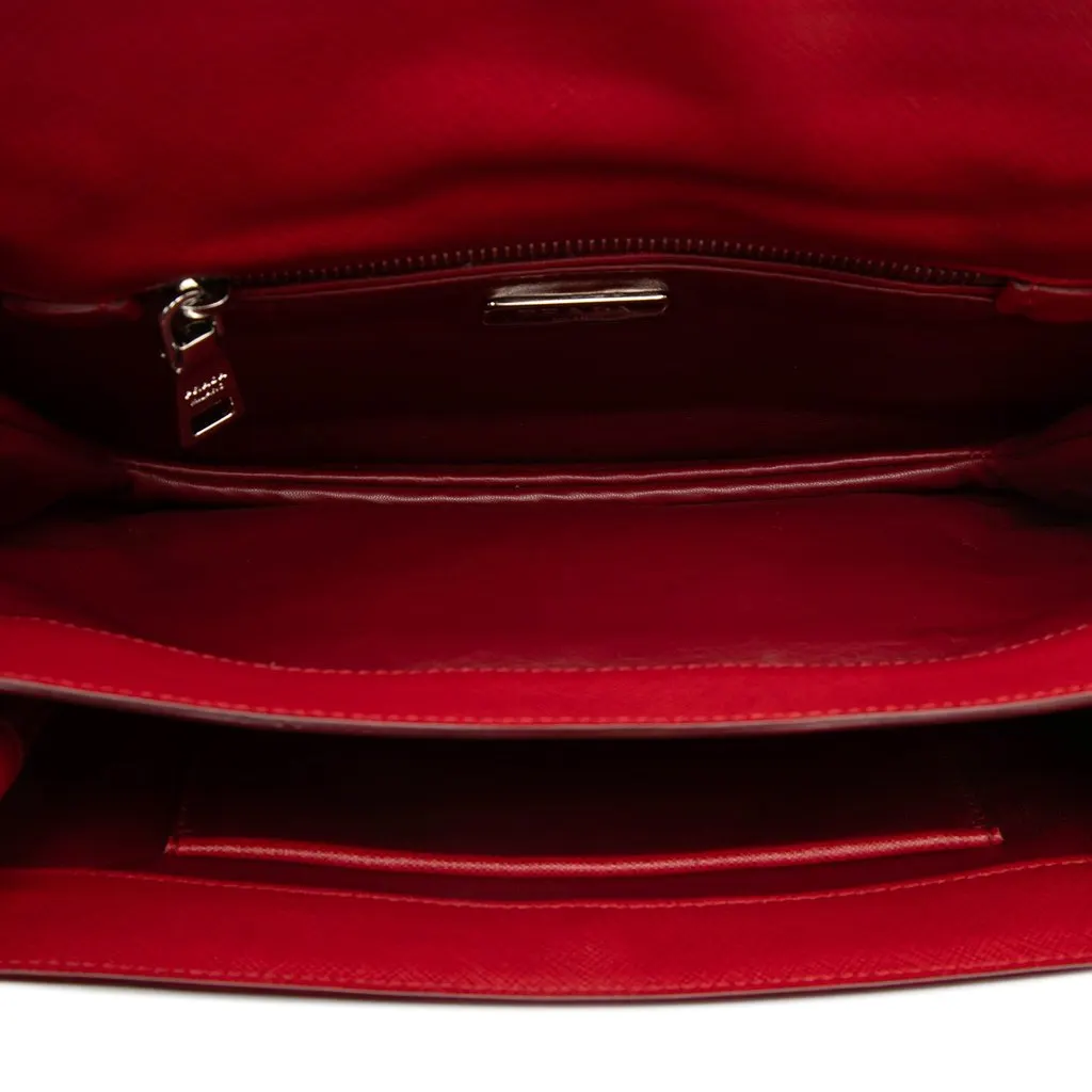 Prada Bicolor Saffiano Sound Lock Shoulder Bag Red Leather Very good - Model View