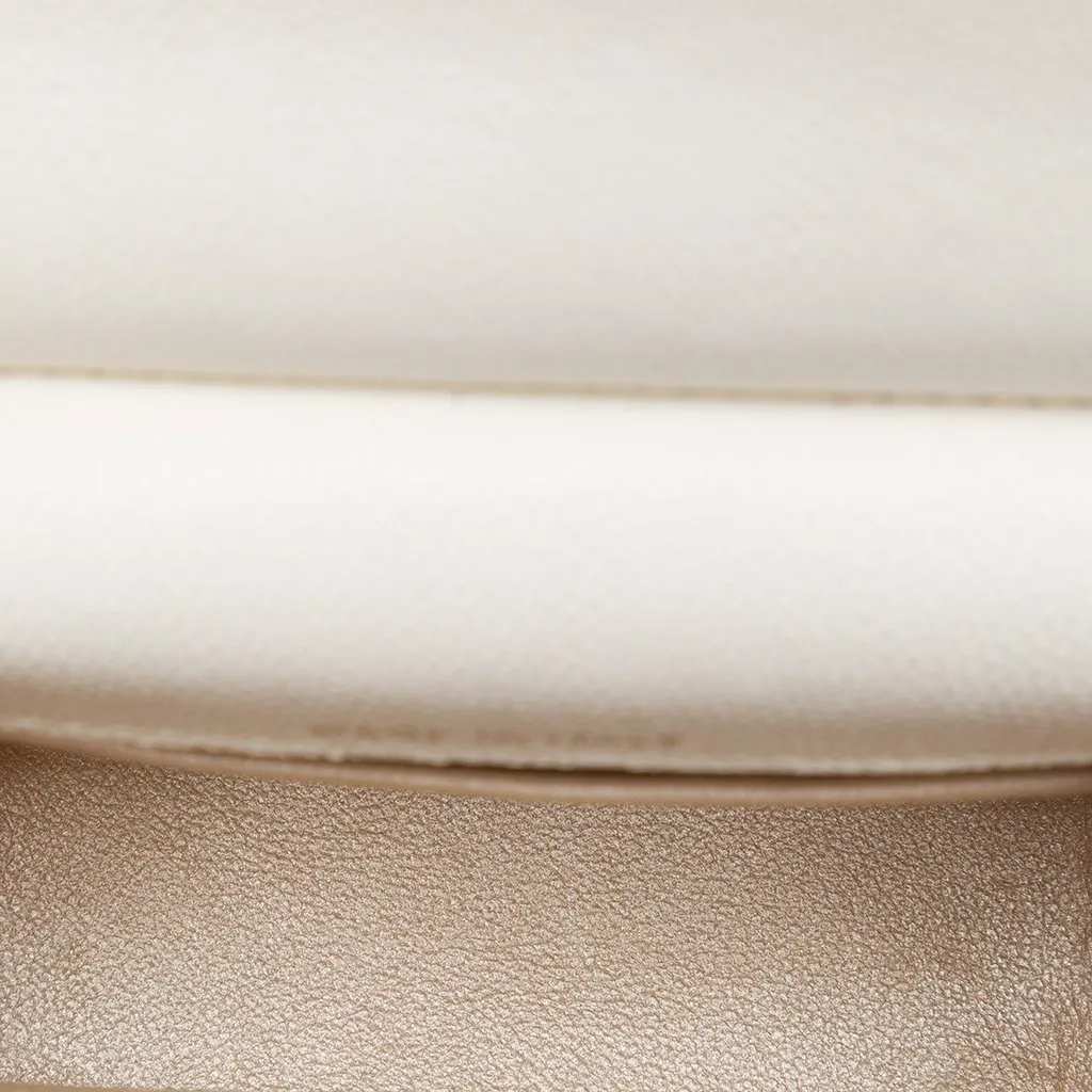 Chanel CC Quilted Caviar Frame Flap Clutch with Chain White Leather Very good - Model View
