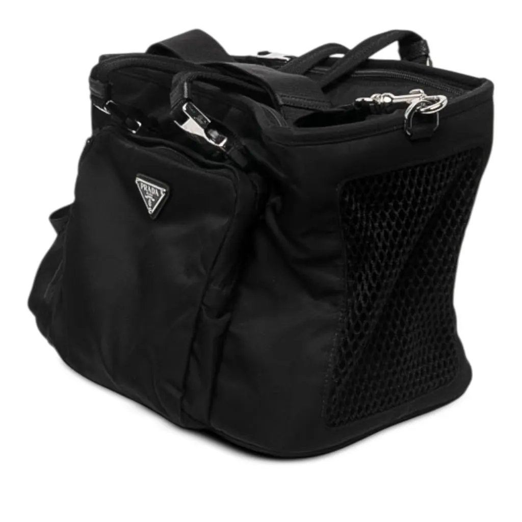 Prada Re Nylon Convertible Pet Carrier Black Polyamide Good - Back View