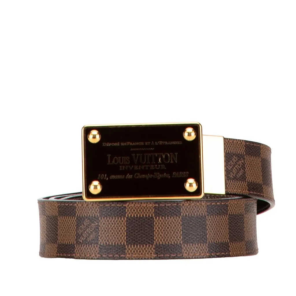 Louis Vuitton Damier Ebene Inventeur Reversible Belt Brown Canvas Very good - Front View