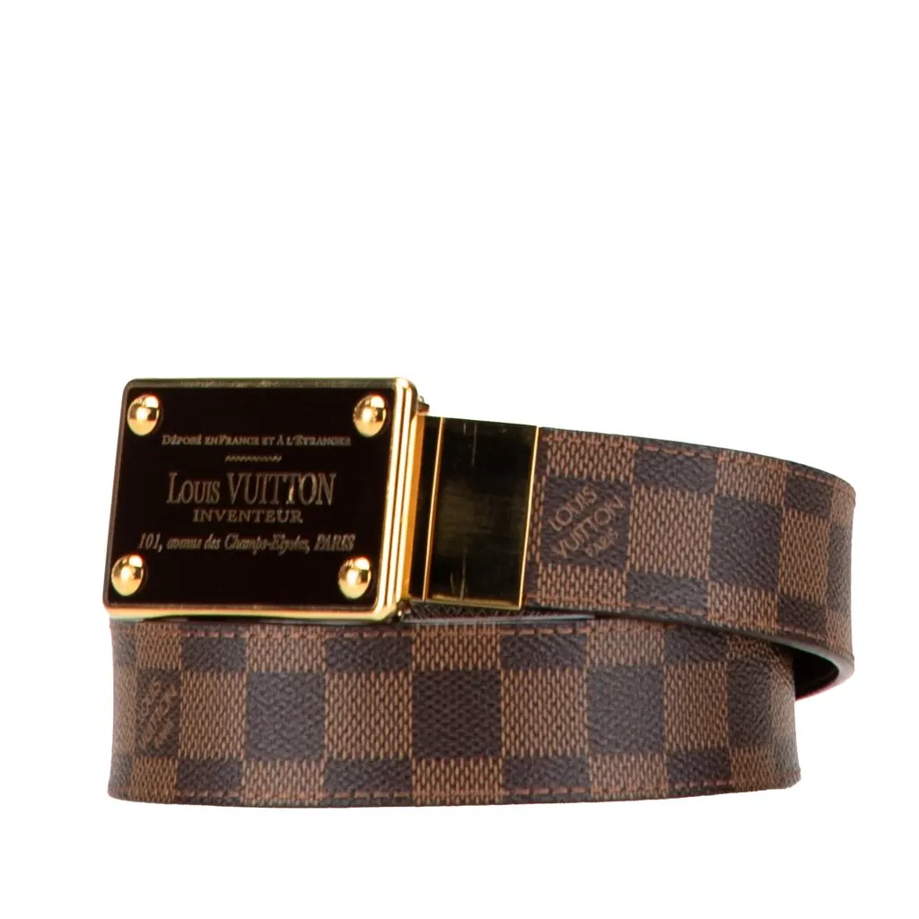 Louis Vuitton Damier Ebene Inventeur Reversible Belt Brown Canvas Very good - Back View
