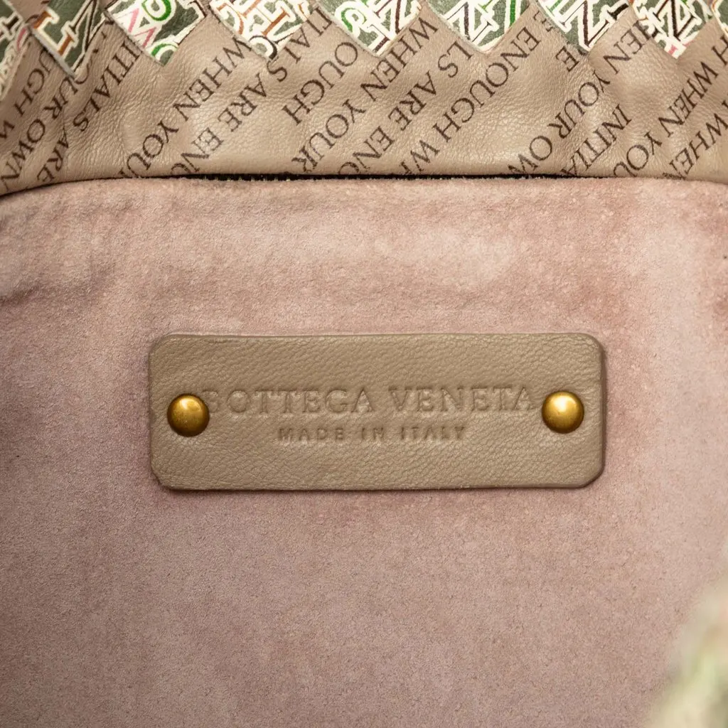 Bottega Veneta Small Printed Nappa Intrecciato Logo Lock Chain Tote Brown Leather Very good - Box View