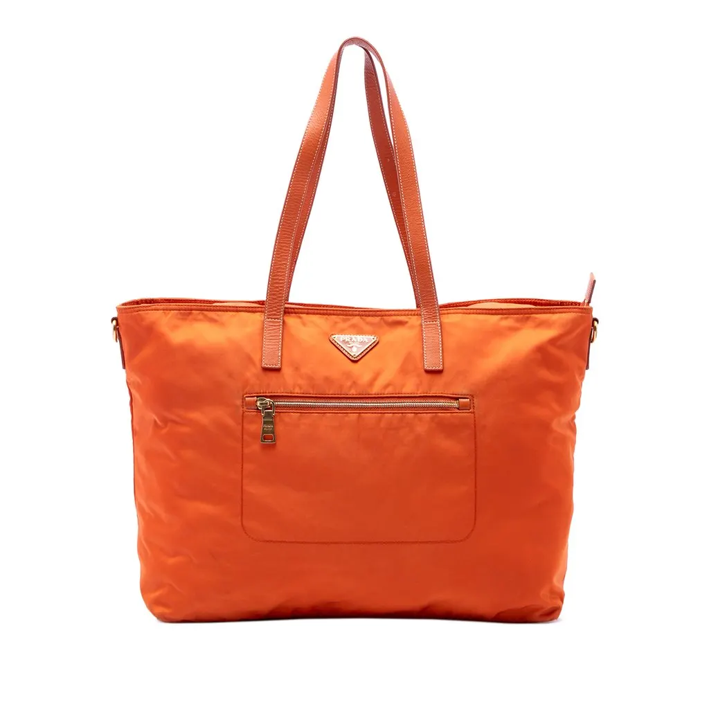 Prada Saffiano Trimmed Tessuto Satchel Orange Polyamide Good - Front View