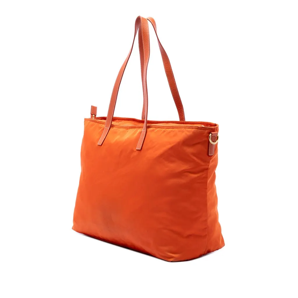 Prada Saffiano Trimmed Tessuto Satchel Orange Polyamide Good - Back View