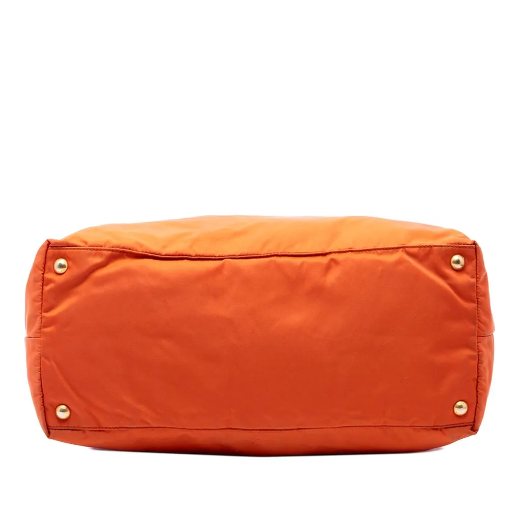 Prada Saffiano Trimmed Tessuto Satchel Orange Polyamide Good - Inside View