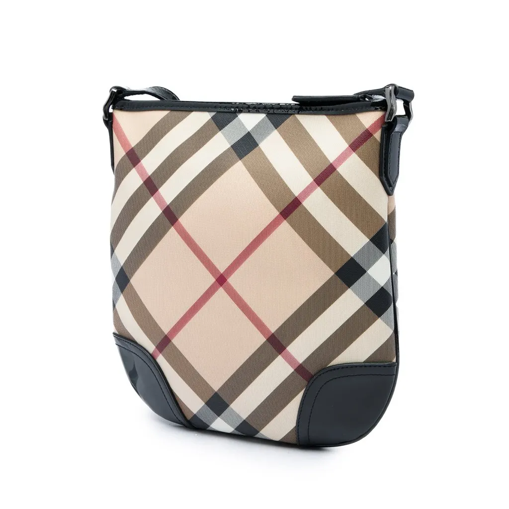 Burberry Supernova Check Coated Canvas Dryden Crossbody Beige Canvas Good - Back View