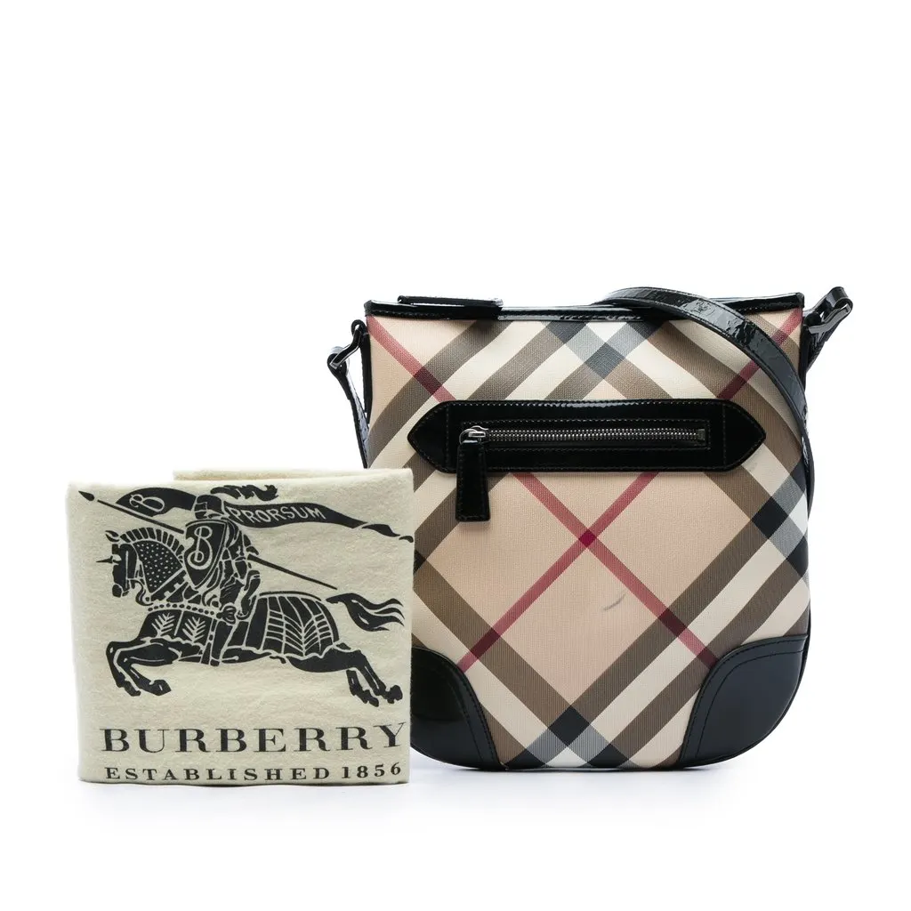 Burberry Supernova Check Coated Canvas Dryden Crossbody Beige Canvas Good - Box View