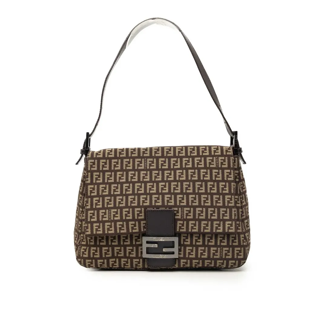 Fendi Zucchino Canvas Mamma Forever Brown Canvas Good - Front View