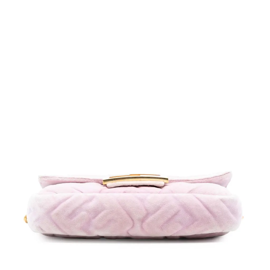 Fendi Mini Zucca Embossed Velvet Baguette Satchel Pink Very good - Inside View