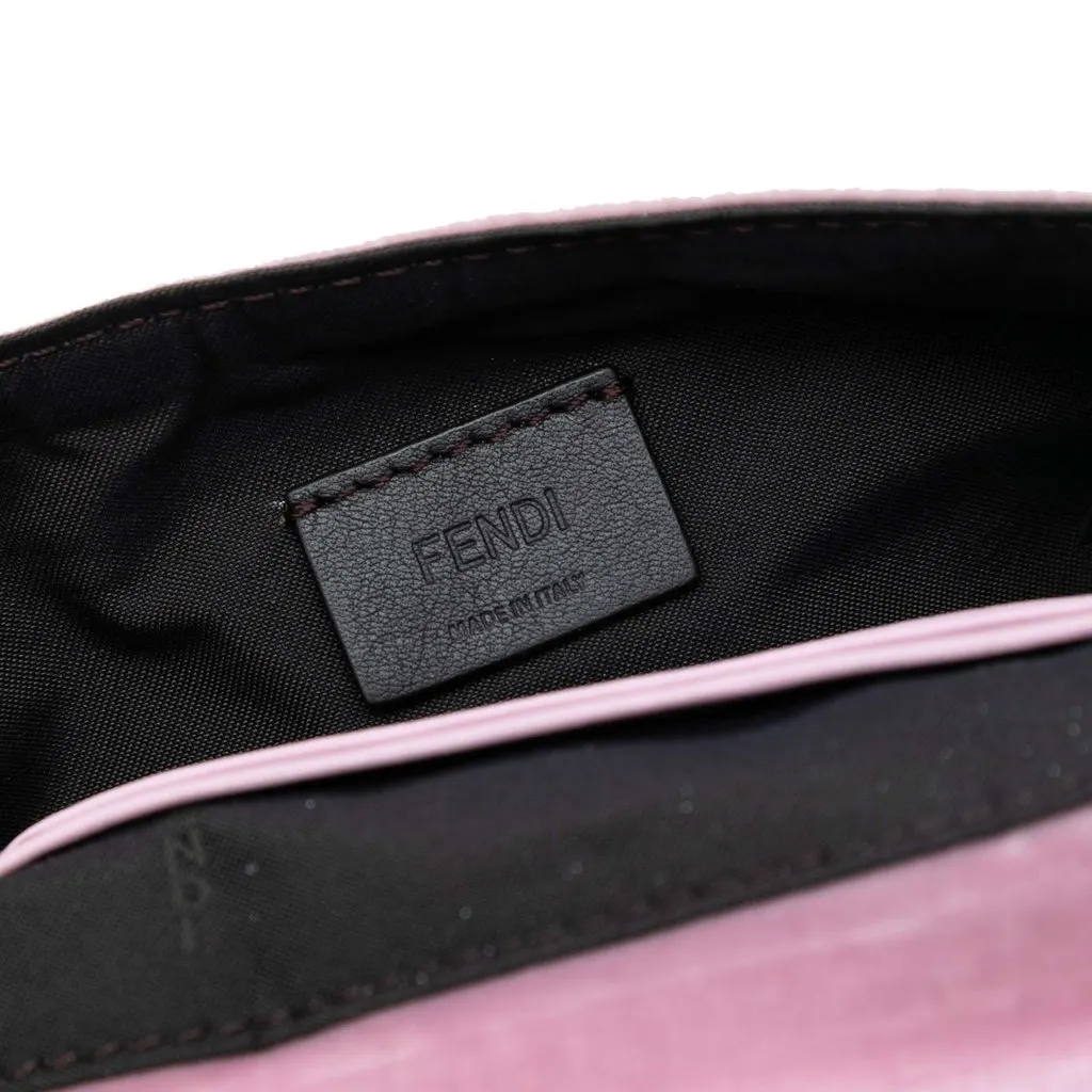 Fendi Mini Zucca Embossed Velvet Baguette Satchel Pink Very good - Model View